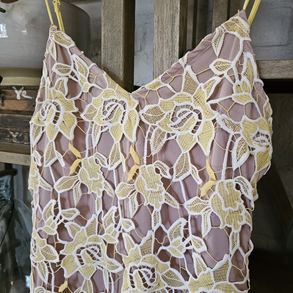 Revolve NBD Donna Dress Sunshine Nude Lace Cocktail Dress M - Picture 4 of 8